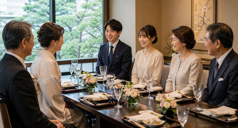 料亭での顔合わせ