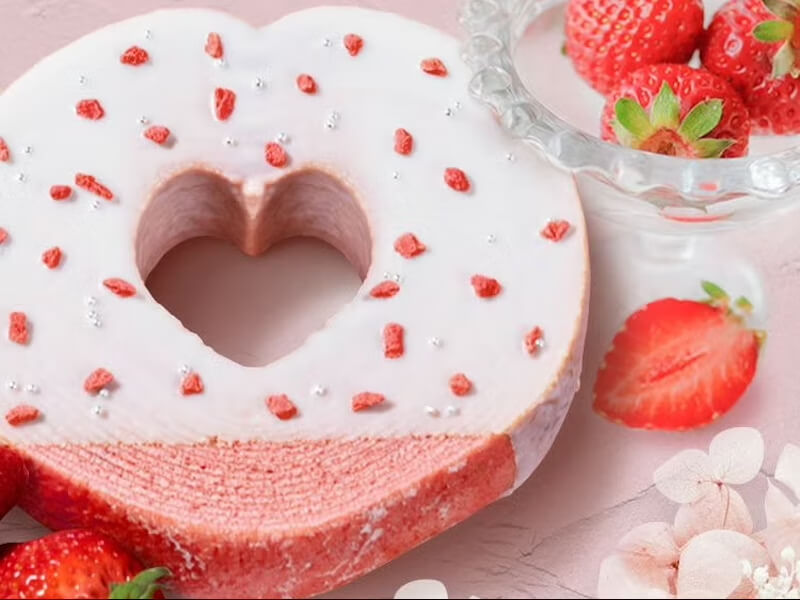 ハートの苺バウムクーヘン